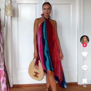 ZARA WOMAN MULTICOLORED BEADED HALTER DRESS Size Small 7521/259